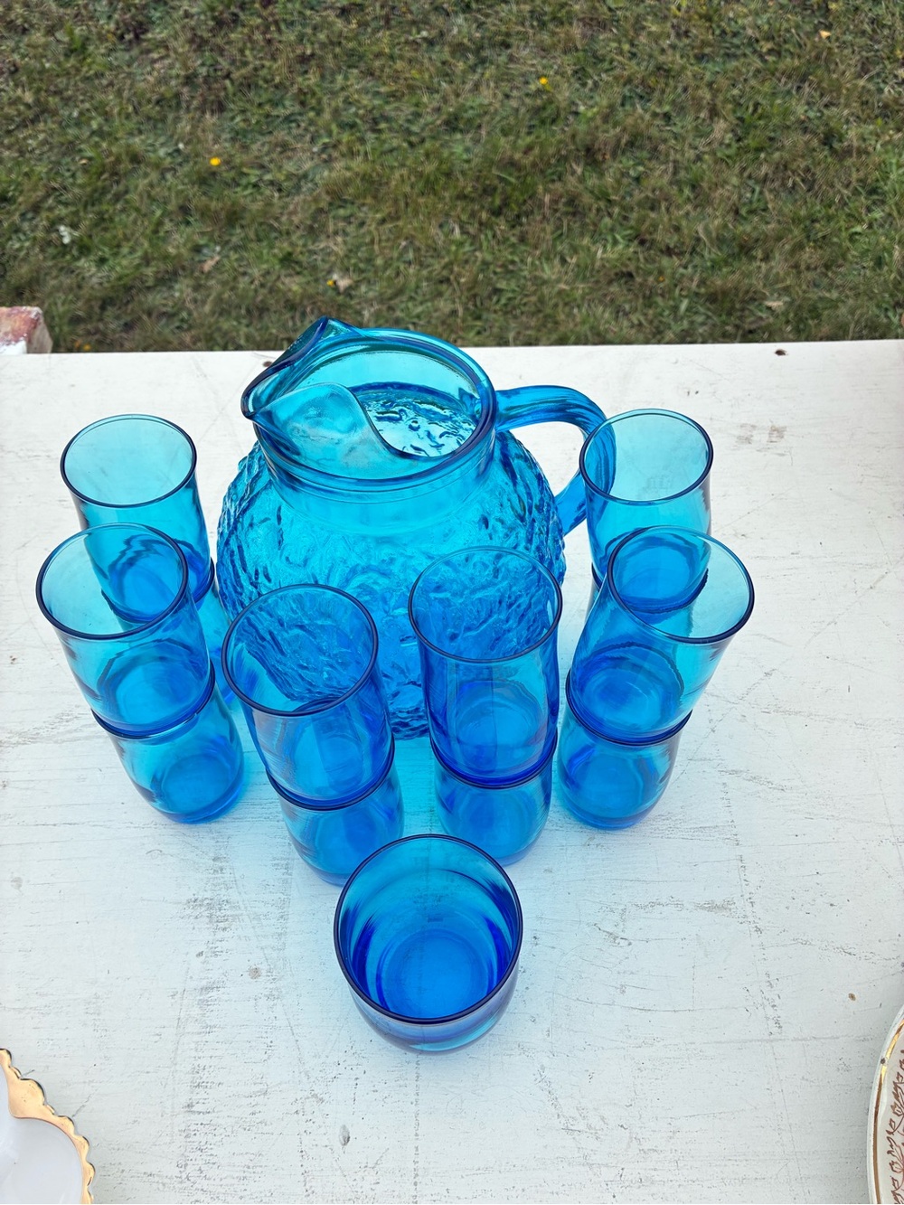Vintage Turquoise Blue Glassware Set